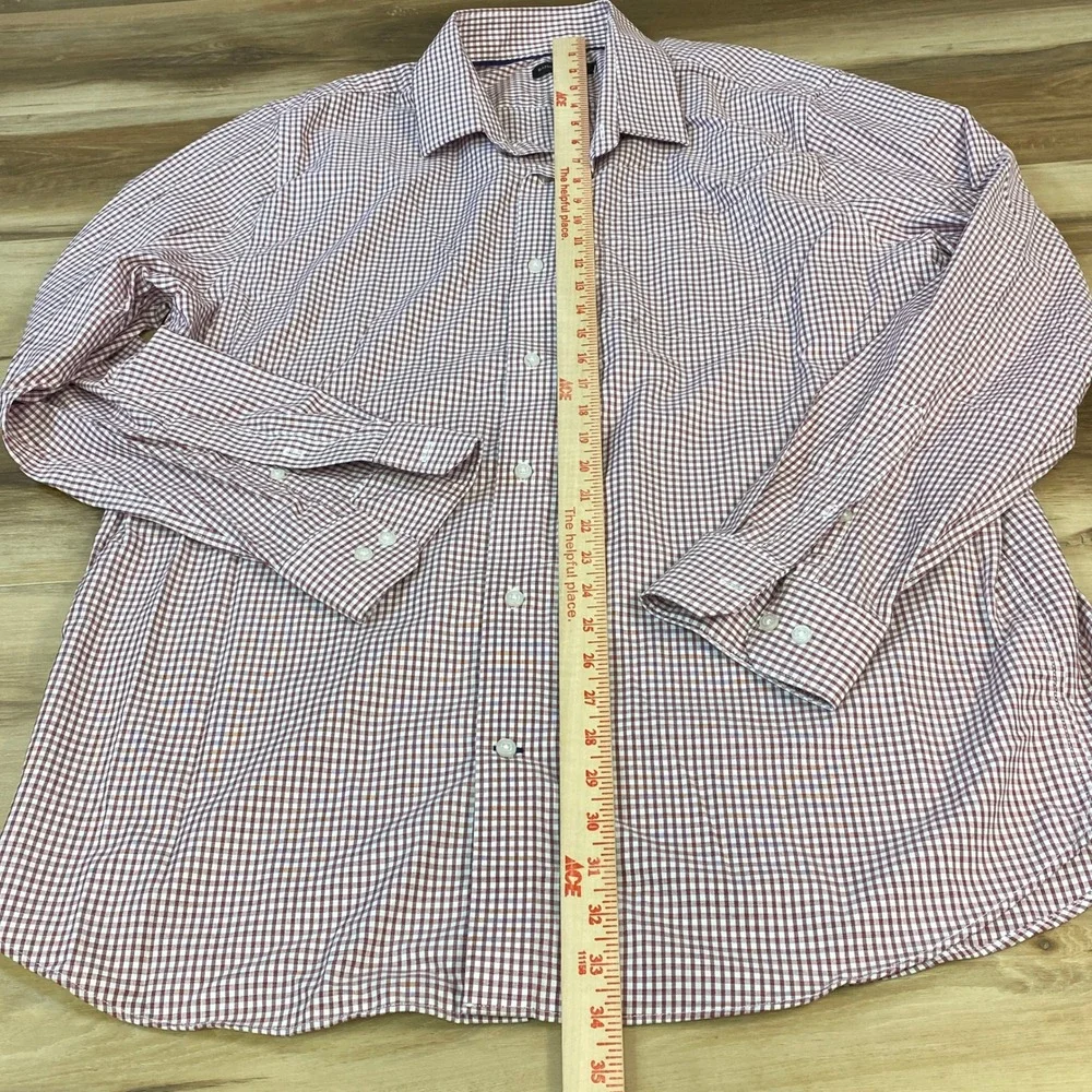 Banana Republic Button Up Shirt Men XXL Gingham 100% Cotton Classic Burgundy
